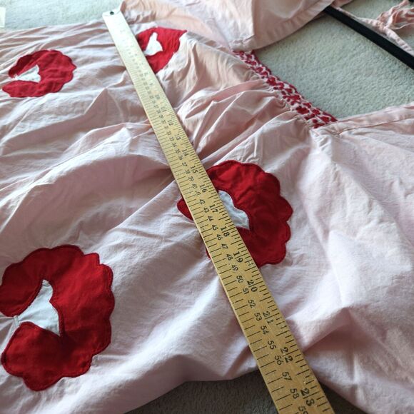 Zara Limited Edition Embroidered Dress Medium Pink Red Cotton Boho Folk Peasant - Picture 6 of 10